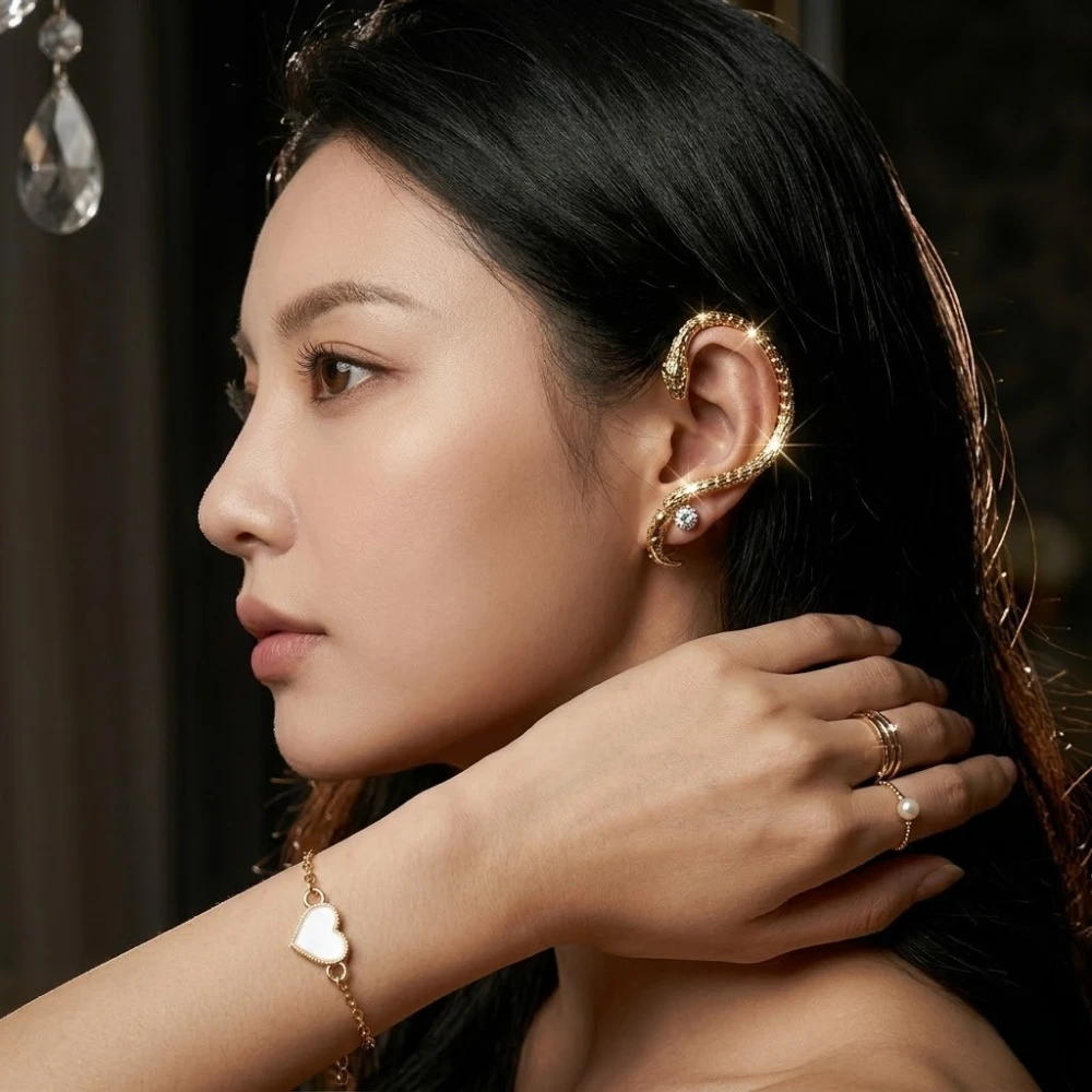 Gold & Silver Snake - Ear Cuff