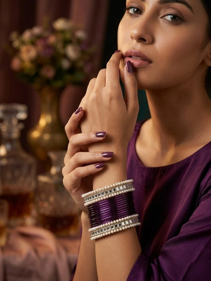 Classy Green Blue Bangles - Choorian Set